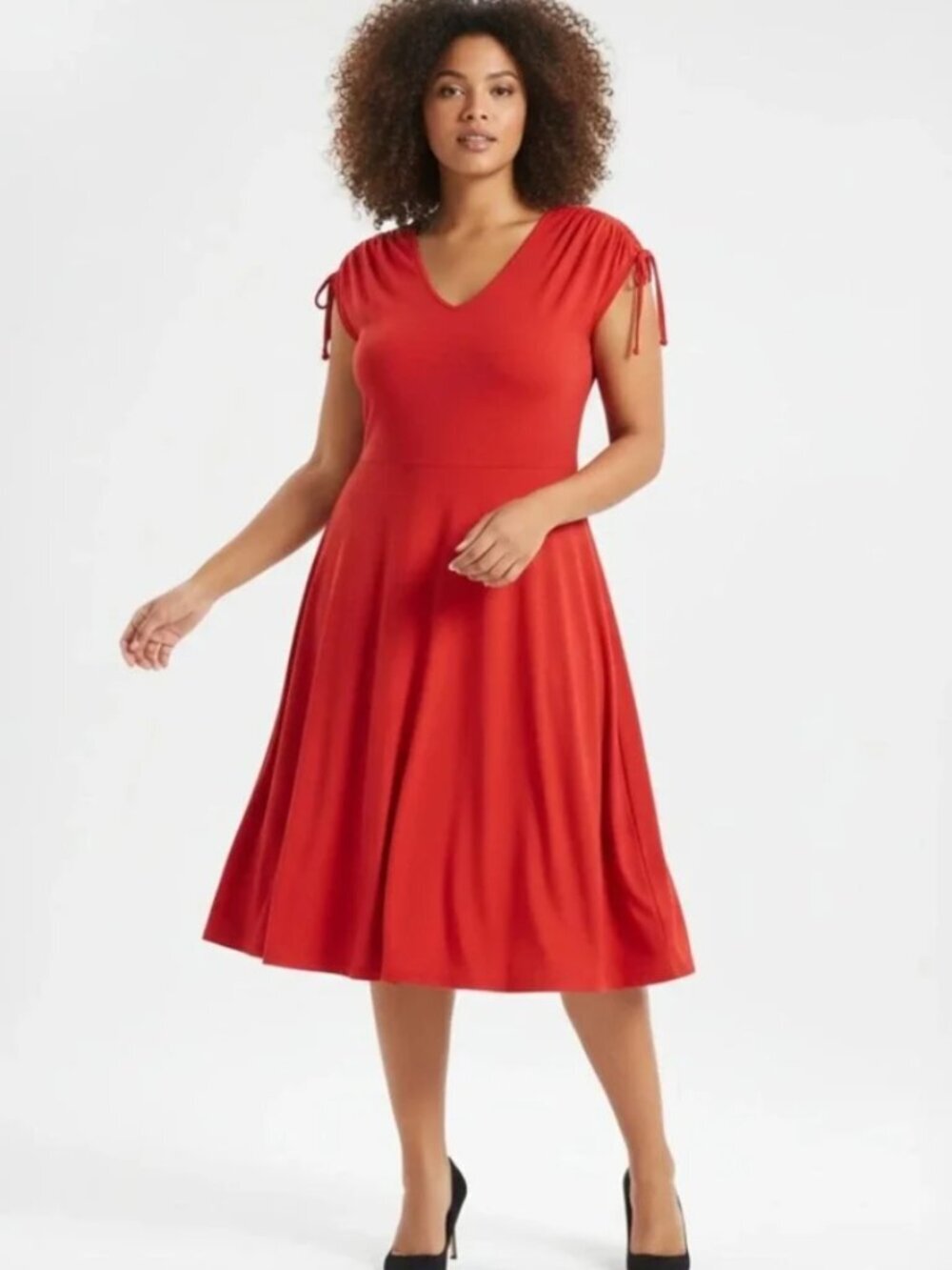 New Betabrand Marilyn Dress V-Neck Lava Falls Medium